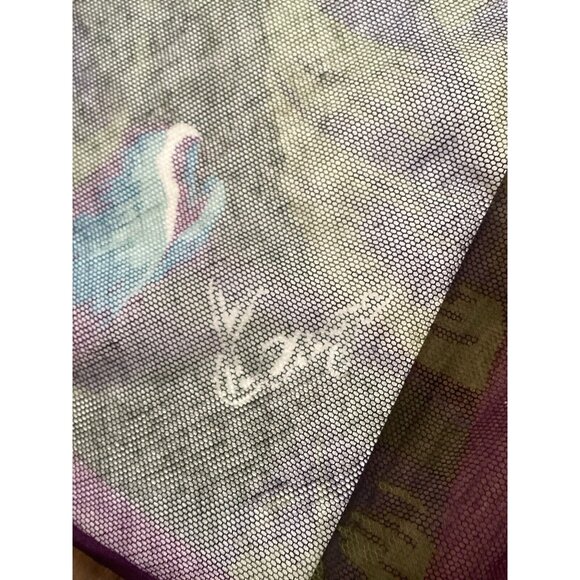 KENZO PARIS Purple Green Floral Cotton Veiled Scarf M.In Japan 44" - 42´´ E.C - Picture 7 of 10